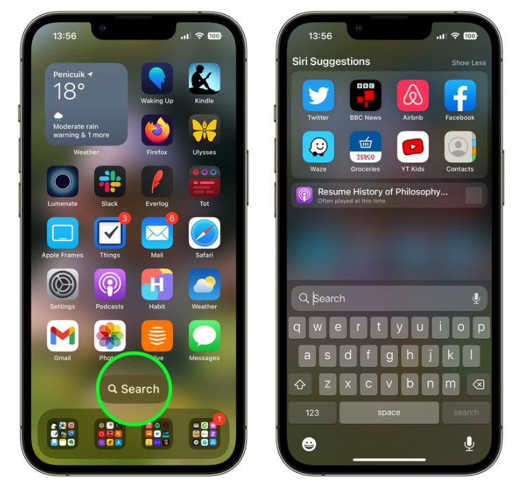 随县苹果手机维修分享升级到 iOS 16 后，如何删除主屏幕上的搜索按钮 